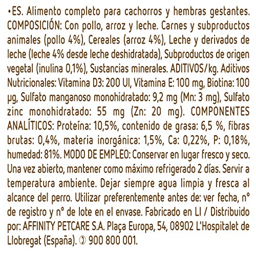 ULTIMA alimento para perros junior con pollo, arroz y leche tarrina 150 gr