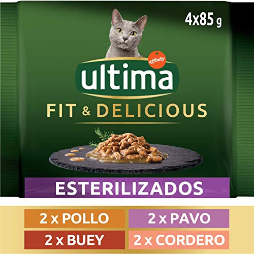 Ultima Comida Húmeda para Gatos con Variedad de Carnes,12 x (4 x 85 gr), 4080 g