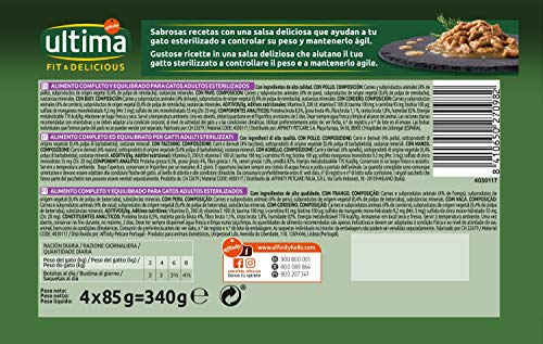 Ultima Comida Húmeda para Gatos con Variedad de Carnes,12 x (4 x 85 gr), 4080 g