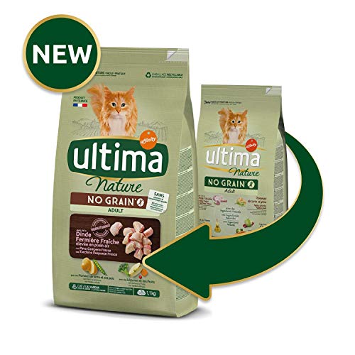 Ultima Nature No Grain Pienso para Gatos sin Cereales con Pavo, Pack de 8 x 1.1kg - Total: 8.8kg