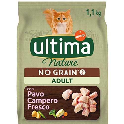 Ultima Nature No Grain Pienso para Gatos sin Cereales con Pavo, Pack de 8 x 1.1kg - Total: 8.8kg