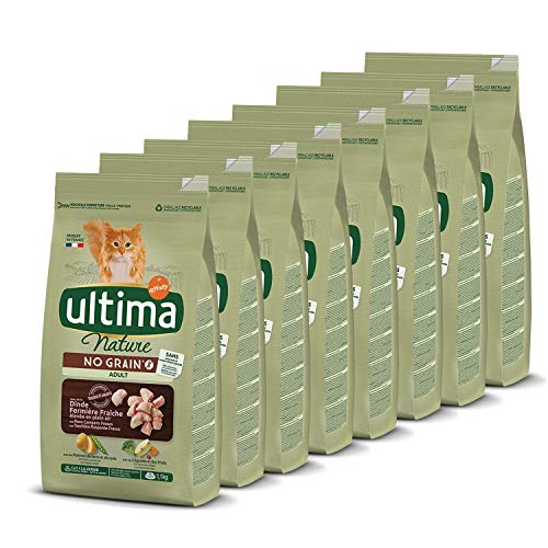 Ultima Nature No Grain Pienso para Gatos sin Cereales con Pavo, Pack de 8 x 1.1kg - Total: 8.8kg