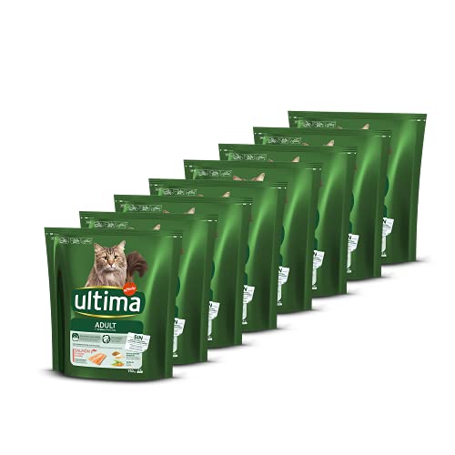 Ultima Pienso para Gatos Adultos con Salmón, 8 x 750g