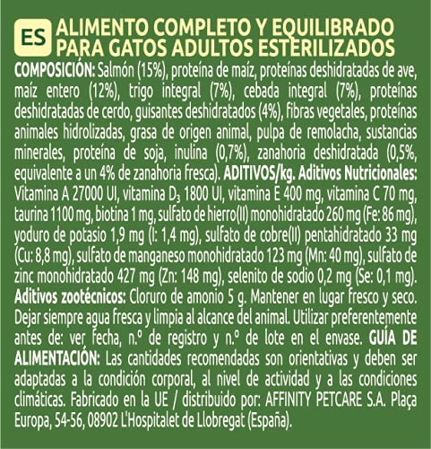 ultima Pienso para Gatos Esterilizados Adultos con Salmón, Pack de 8 x 800 gr - Total: 6.4k g