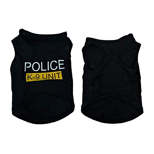 Unidad K-9 Camisa de Perro policía, Chaleco Fino y Suave para Mascotas, Perro, Cachorro, Camiseta, Traje de policía, Disfraz de Perro, Negro (XS-L)