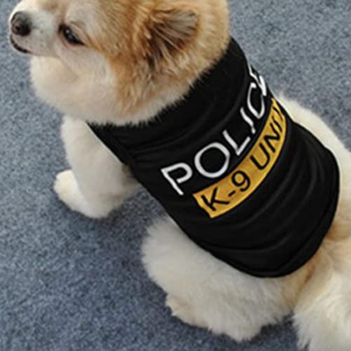 Unidad K-9 Camisa de Perro policía, Chaleco Fino y Suave para Mascotas, Perro, Cachorro, Camiseta, Traje de policía, Disfraz de Perro, Negro (XS-L)