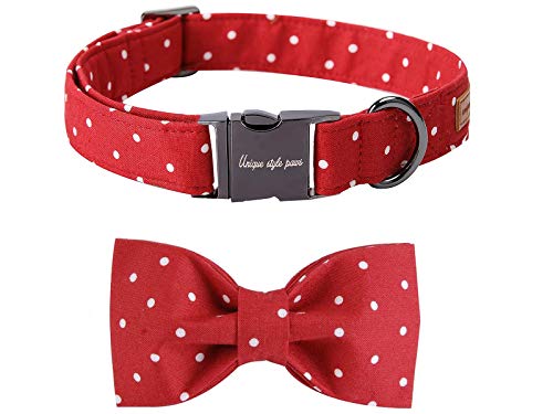 Unique style paws Collar para perros con pajarita extraíble, collar para perros pequeños, medianos y grandes, collar ajustable XXS-XL