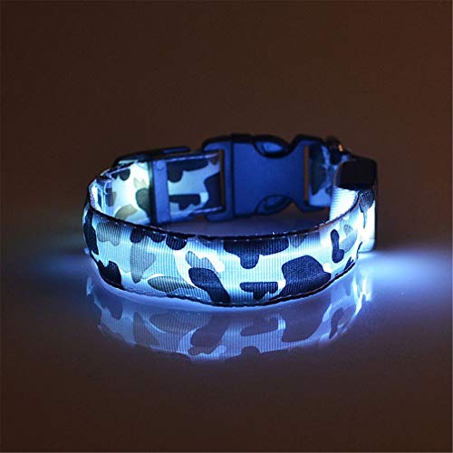 Uniquelove Diseño De Camuflaje Seguridad Nocturna Collar De Perro con Led Brillante Collar De Luz Antipérdida para Perros Cachorros Suministros para Perros Frescos De Noche - Batería Blanca S