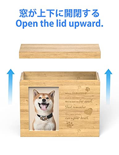 Urnas para mascotas para cenizas de perros, recuerdo de madera, caja de fotos para cenizas de mascotas con marco de fotos de gran tamaño grabado personalizado para perros gatos cenizas con collar