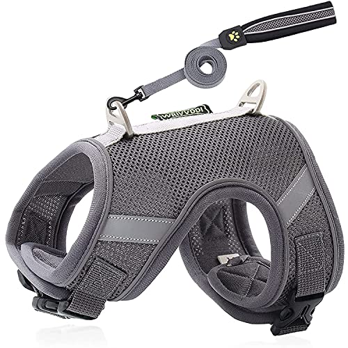 Utapossin Arnés para Perros Transpirable, Arnés Perro Pequeños Reflectante, Arnés de Caminar Ajustable para Perro, Arnés para Perros Perros pequeños, para Cachorros, Perros Pequeños y Gatos (Gris)