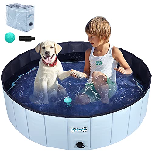 V-HANVER Piscina para Perros Plegable para Perros Pequeños, Medianos y Grandes, Material Robusto Piscina para Niños Piscina para Perros Piscina para Niños y Perros, 100% Segura (D120cm, H30cm)