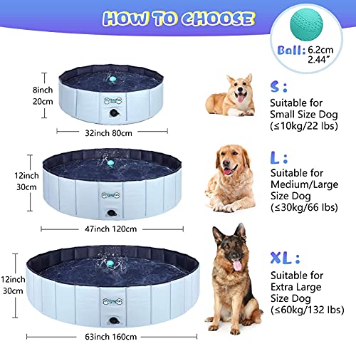 V-HANVER Piscina para Perros Plegable para Perros Pequeños, Medianos y Grandes, Material Robusto Piscina para Niños Piscina para Perros Piscina para Niños y Perros, 100% Segura (D120cm, H30cm)