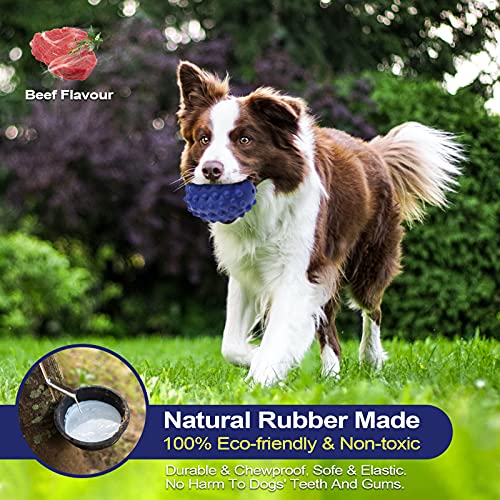 V-HANVER Squeak Juguetes Perros Resistentes, Juguete de Goma Natural No Tóxico para Perros, Cepillo de Dientes para Perros Medianos Grandes, Divertido de Masticar, Perseguir (Sabor Ternera)