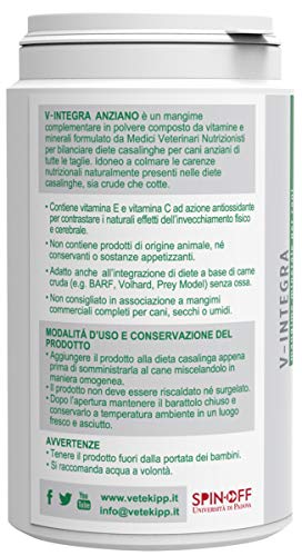 V-Integra Integratore Cane Anziano Vetekipp Perro de Edad Avanzada - Alimento Mineral para la Dieta casera del Perro de Edad Avanzada - 200 g