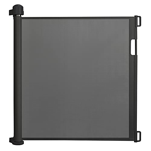 VA-Cerulean Barrera de seguridad extensible para niños y bebés, 150 cm, color negro, mascotas, con cerradura, barrera de protección para perros, barrera para mascotas