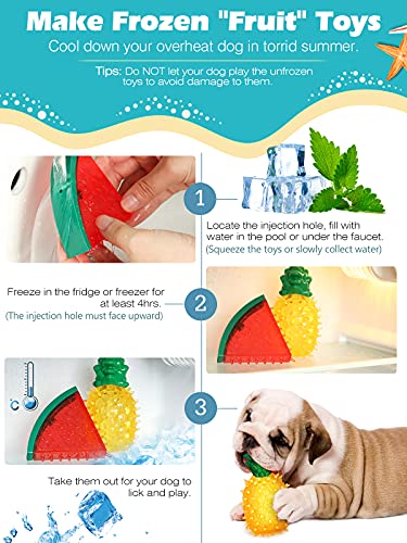 VavoPaw 2 PZS Juguetes Flotables Sonoros para Perros, Juego Interractivo Congelable Enfriamiento Verano Limpieza Dientes Resistente a Mordeduras para Perritos Cachorros, Sandía + Piña