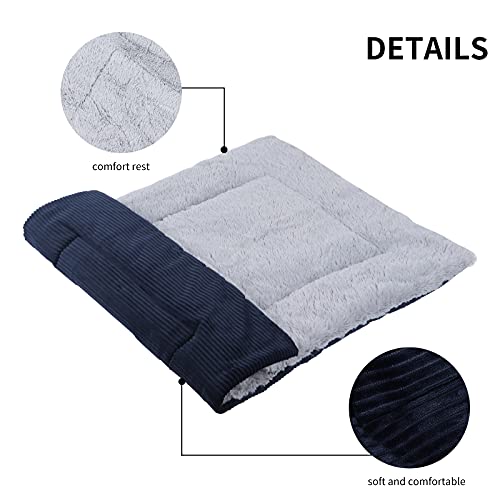 Vejaoo Colchones para Gatos Y Perros, Ambos Lados Disponibles -Colchones para Mascotas XZ014 (L (90 * 75CM), Wick Dark Blue)