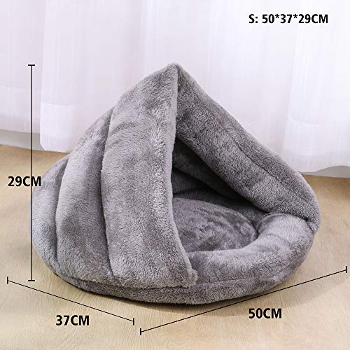 Vejaoo Saco de Dormir Cálido Cuevas casa Sleeping Bed Noble Cama para Perros y Gatos Puppy Conejo Mascota XZ001 (S: 50 * 37 * 29cm, Grey)