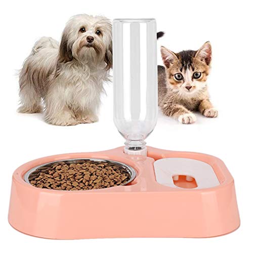 Venta Loca Alimentador automático para Mascotas, dispensador de Agua 2 en 1 para Mascotas, automático para Perros, Mascotas(Pink)