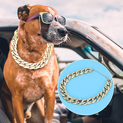 Venta Loca Choke Bulldog Francés Collar de Perro de plástico Dorado de Moda, Gargantilla de Perro, para Perro, Gato, Cachorro, Mascota(Golden)