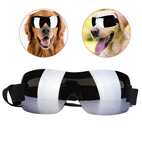 Venta Loca Gafas para Mascotas sin Marco, protección Profesional Anti UV, Correas Ajustables, Gafas de plástico para Perros, Gafas Anti UV para Perros, con Lentes súper Grandes, perr