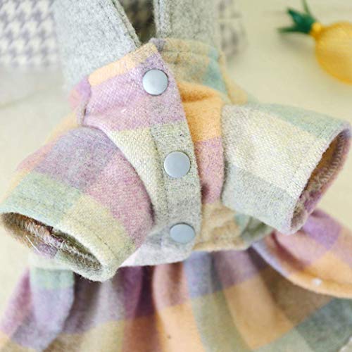 Vestido de Gato para Mascotas Otoño Invierno Collar de muñeca Falda de celosía Cuadrada para Mujer Oso de Peluche Oso Ropa para Perros de Lana