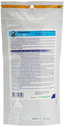 Vetoquinol Flexadin Plus - Antioxidante para Perro, más de 10 kg, 30 bocados.