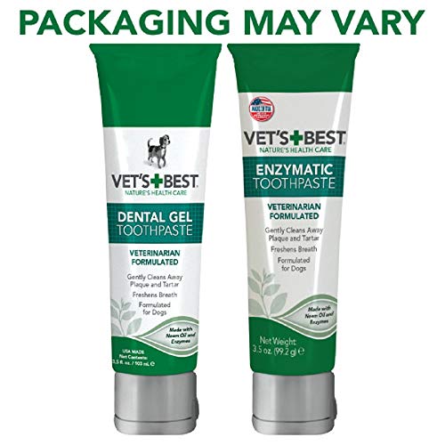 Vet's Best Kit de Cuidado Dental para Perros, Pasta Dental y Cepillo de Dientes, Combate la Placa enzimática y sarro