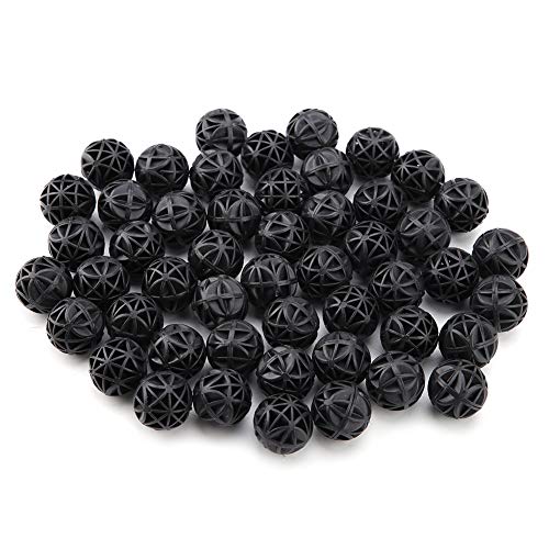 ViaGasaFamido Bio-Balls con Filtro de Bote, 50Pcs Bio Bio Porous Ball Bola bioquímica con Material de Filtro de Estanque de Acuario de algodón para pecera(16mm)