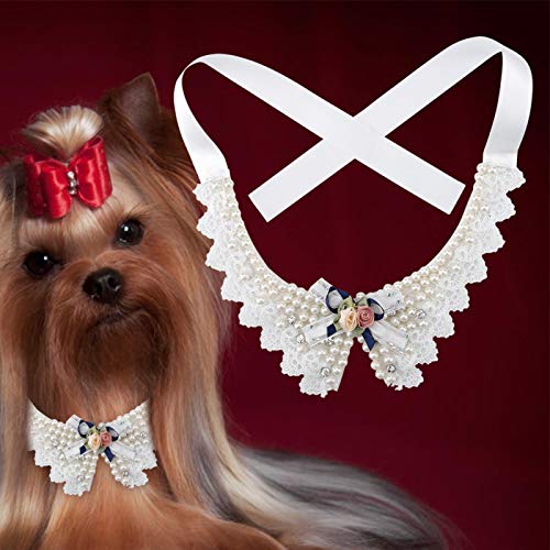 ViaGasaFamido Lazo para Perro, Gato Ajustable Hermosa Pajarita con Flor de Perla Perro Boda Fiesta Cuello Collar Mascotas Sombreros para Mascotas Gatos Perros Cachorro Gatito Gatito