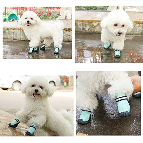 VICTORIE Zapatos Perro Botas Impermeable Antideslizante Lluvia Reflectante Invierno Otoño Nieve para Mediano Y Grandes Perros 4 Pedazo Azul L