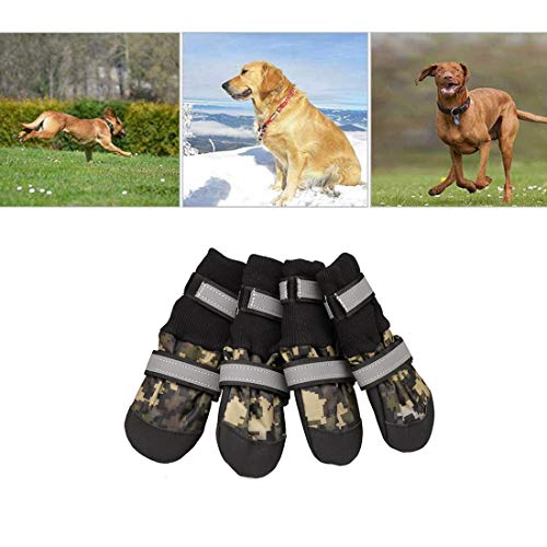 VICTORIE Zapatos Perro Botas Impermeable Antideslizante Lluvia Reflectante Invierno Otoño Nieve para Mediano Y Grandes Perros 4 Pedazo Camuflar XXL