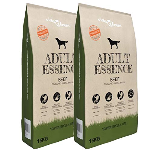 vidaXL 2x15kg Sacos de Comida Seca para Perros Adult Essence Beef 30kg Pienso