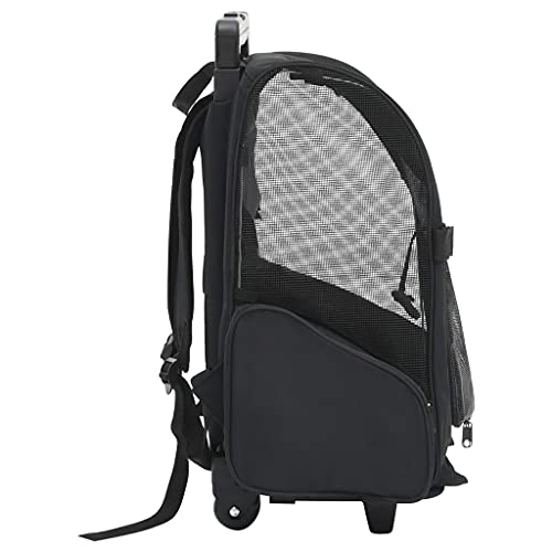 vidaXL Carrito Trolley Plegable Multiusos para Mascotas Carro Portador Cochecito Caja Gatos Perros Conejos Cachorro Mochila Bolso Negro