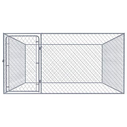 vidaXL Perrera de Exterior de Acero Galvanizado Animales Mascotas Casa Jardín Bricolaje Estructura Ejercicios Jaula Caseta Cajón Casilla 2x2x1 m