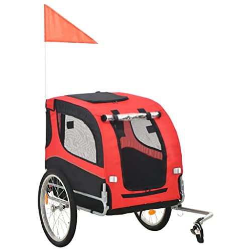 vidaXL Remolque de Bicicleta para Perros Mascotas Animales Viaje Carritos Sillitas Paseo Transporte Parque Accesorios Ciclismo Deporte Naranja y Gris