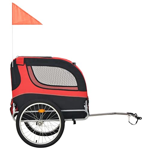 vidaXL Remolque de Bicicleta para Perros Mascotas Animales Viaje Carritos Sillitas Paseo Transporte Parque Accesorios Ciclismo Deporte Naranja y Gris