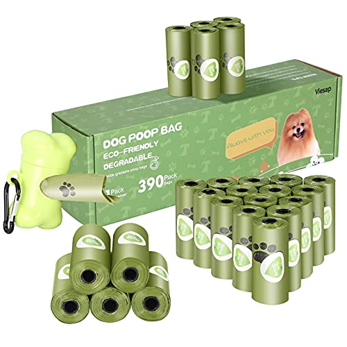 Viesap Bolsas Caca Perro, 390Pcs Bolsas Para Excrementos De Perro Con Dispensador, Gruesas Bolsas Perro Poop Bag Para Mascotas Domésticos, Fuertes Poop Bag Para Perro Mascotas, Verde Bolsa Caca Perro.