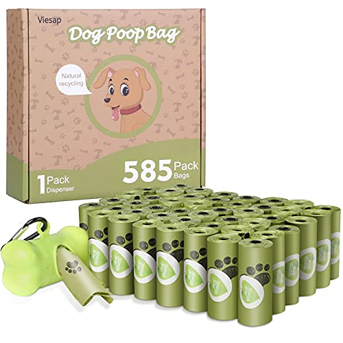 Viesap Bolsas Caca Perro, 585Pcs Bolsas Para Excrementos De Perro Con Dispensador, Gruesas Bolsas Perro Poop Bag Para Mascotas Domésticos, Fuertes Poop Bag Para Perro Mascotas, Verde Bolsa Caca Perro.