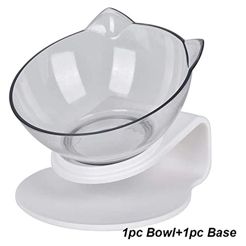 VieVogue Cuenco del Gato, Plataforma Inclinada de 15 ° Comederos para Gatos Doble tazón con Soporte, Elevado Comedero Mascotas, Antideslizante Boles Y Perros Pequeños (Clear 1 Bowl)