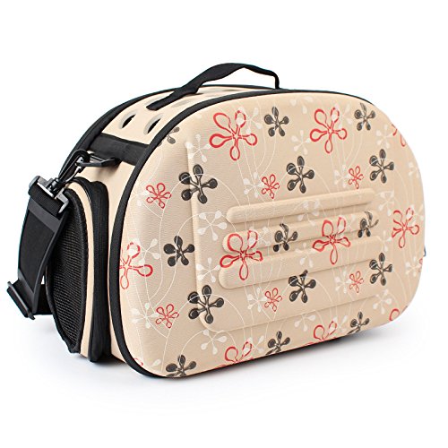 VIGAN Bolsa de Transporte para Mascotas Cachorro Gato Perro Bolsa de Hombro Bolso de Viaje Plegable Bolsa de Transporte (Beige)