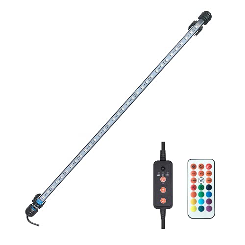 Viilich Luz LED Sumergible,lámpara subacuática con mando a distancia,iluminación impermeable para acuario,RGB sumergible para tanque de peces,temporizador de encendido/apagado automático,62 cm