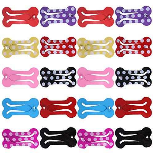 VILLCASE 20pcs Moda Garras para el Cabello en Forma de Hueso Elegante Pinza para el Cabello Pinza de Cola de Caballo Artificial para Perros (Color Aleatorio)-Suministros de Mascotas