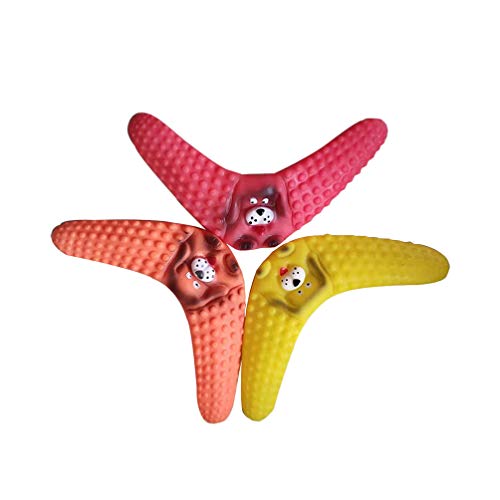 VILLCASE 3 Piezas Juguetes para Masticar Mascotas Juguetes Molares para Perros Juguetes con Forma de Dardos Boomerang para Perros Juguetes Interactivos Herramienta de Limpieza de Dientes