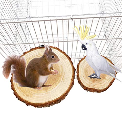 VILLCASE Trampolín de Madera Redondo Pájaro Loro Perca Plataforma Soporte Estante Juguete Pequeños Animales Jaula de Hámster Soportes (8-12 Cm)