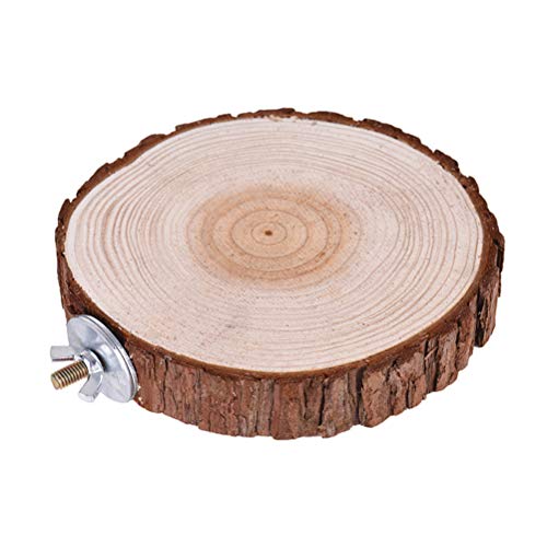 VILLCASE Trampolín de Madera Redondo Pájaro Loro Perca Plataforma Soporte Estante Juguete Pequeños Animales Jaula de Hámster Soportes (8-12 Cm)