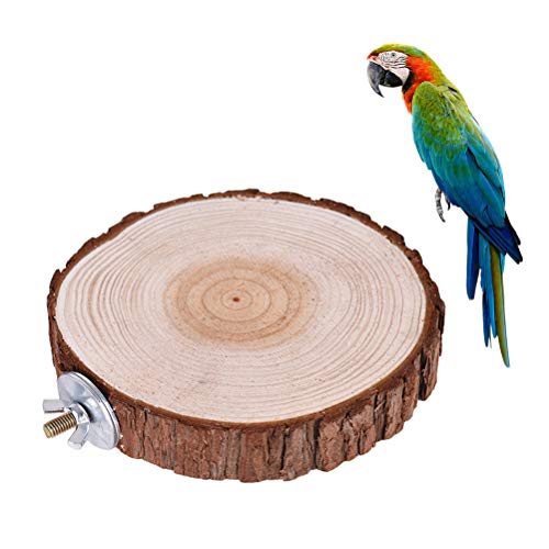 VILLCASE Trampolín de Madera Redondo Pájaro Loro Perca Plataforma Soporte Estante Juguete Pequeños Animales Jaula de Hámster Soportes (8-12 Cm)