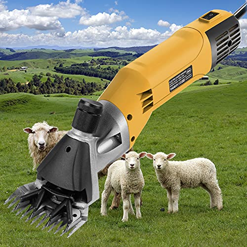 Vinteky 780W Esquiladora Ovejas, Cortapelos Eléctrico Profesional para Ovejas Alpacas Cabras, 6 Velocidades Ajustables (Amarillo)