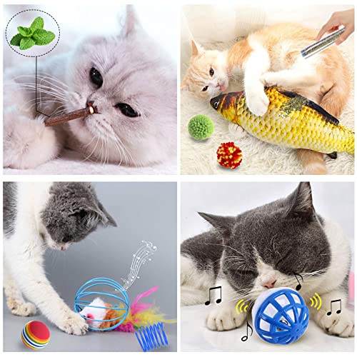 VIPNAJI 30PCS Juguetes para Paquete de Variedad para Gatitos, Set di Juguetes para Gatos Interactivo Ratón,Juguetes para Gatos con Plumas, túnel y Bolas Varias para Gatos