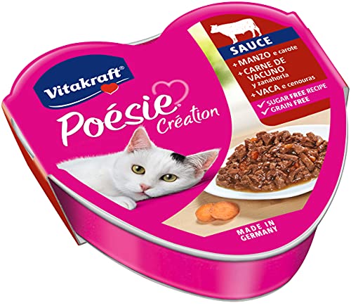 Vitakraft - Poésie Creation Sauce, alimento húmedo para Gatos en Salsa, Variedad Ternera y Zanahoria - 85 g